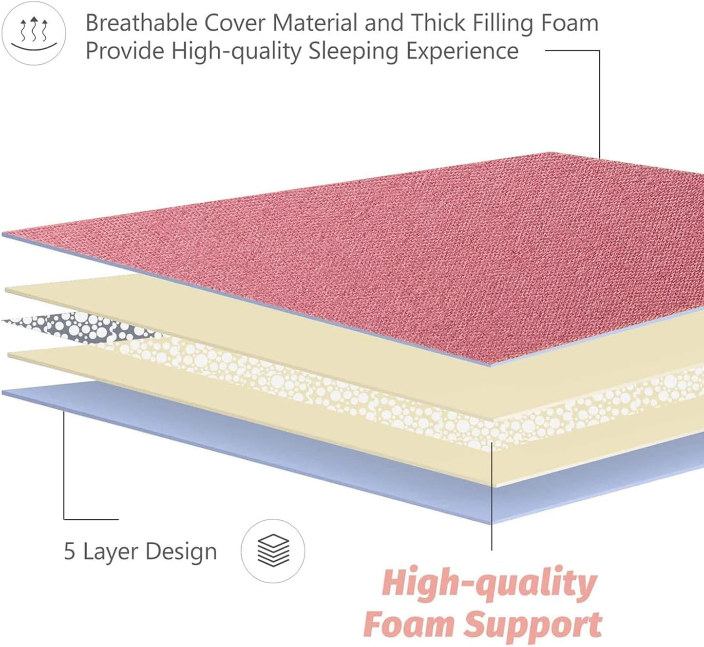 MAXYOYO Japanese Futon Mattress Twin Size Floor Mattress, Thicken Tatami Mat Sleeping Pad Roll Up Mattress Floor Bed Folding Couch Bed Mattress Pad for Guest Room, Pink, Twin