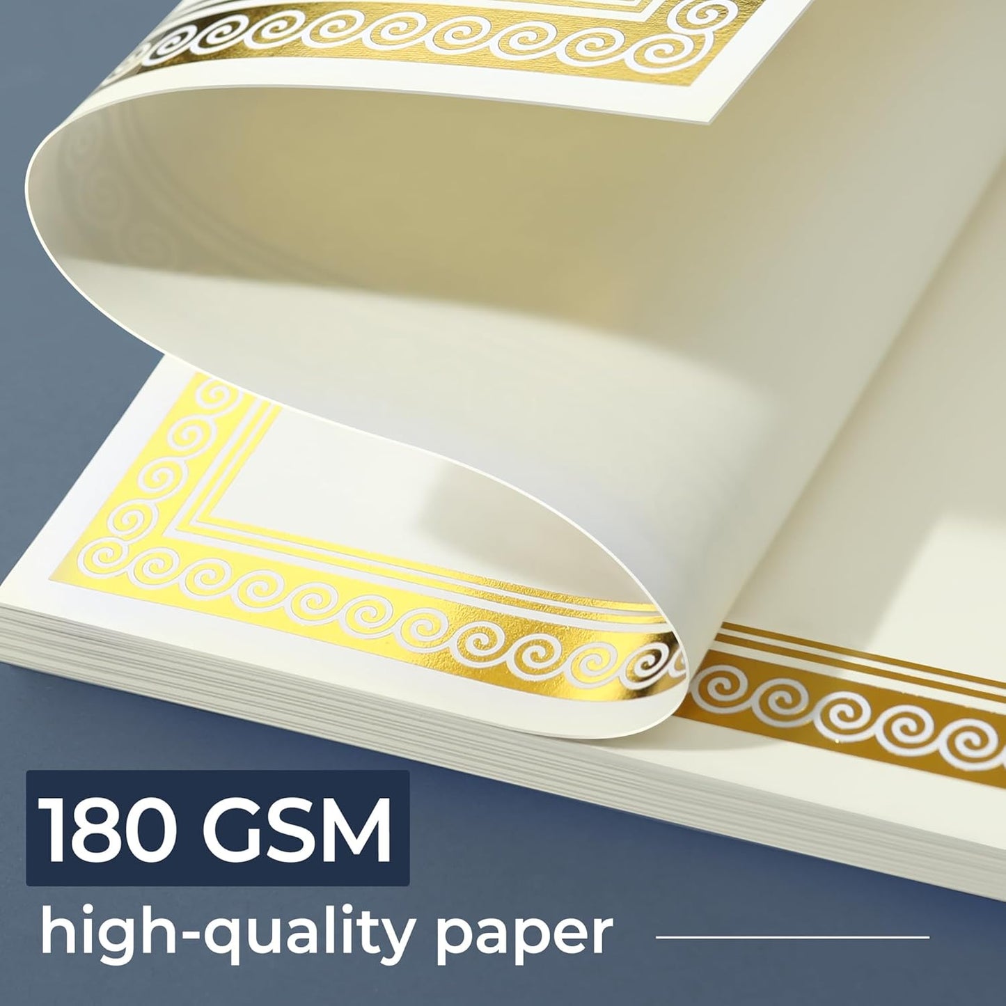 SUNEE 200 Sheets Certificate Papers - Blank Gold Foil Border, 8.5x11 for Diploma, Certificates, Participation Awards, Document Cardstock Paper and Inkjet Printer Friendly (Ivory)