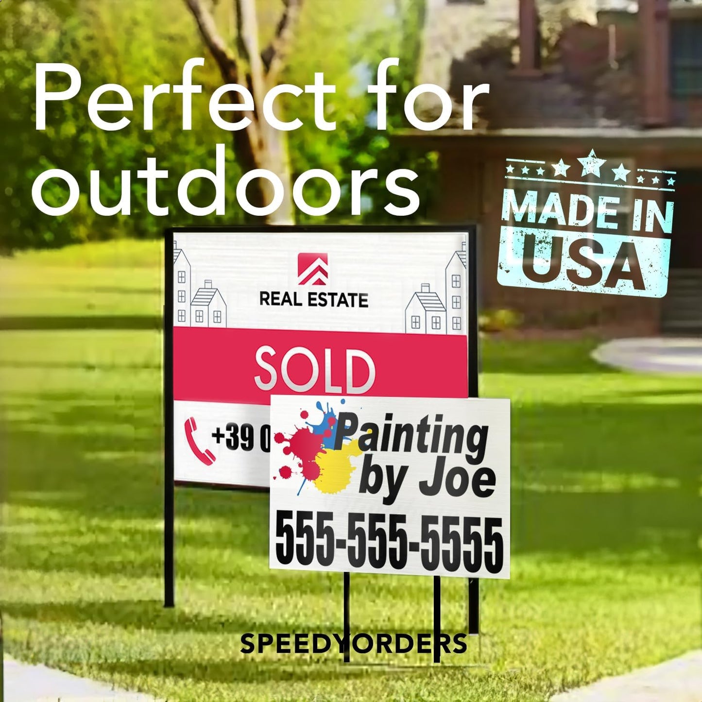 Custom Aluminum Business Signs, Personalized Outdoor Signs, Waterproof, Silver Brushed 42x28 In