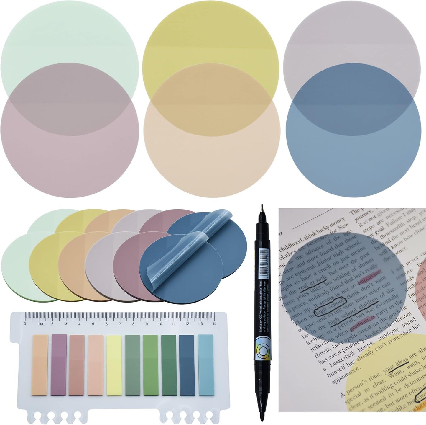 800Pcs Transparent Sticky Notes, 2.76"x2.76" Clear Round Sticky Notes, Waterproof Translucent Sticky Note Pads for Books Annotation, Clear Post it Notes for Bible Study, School, Office