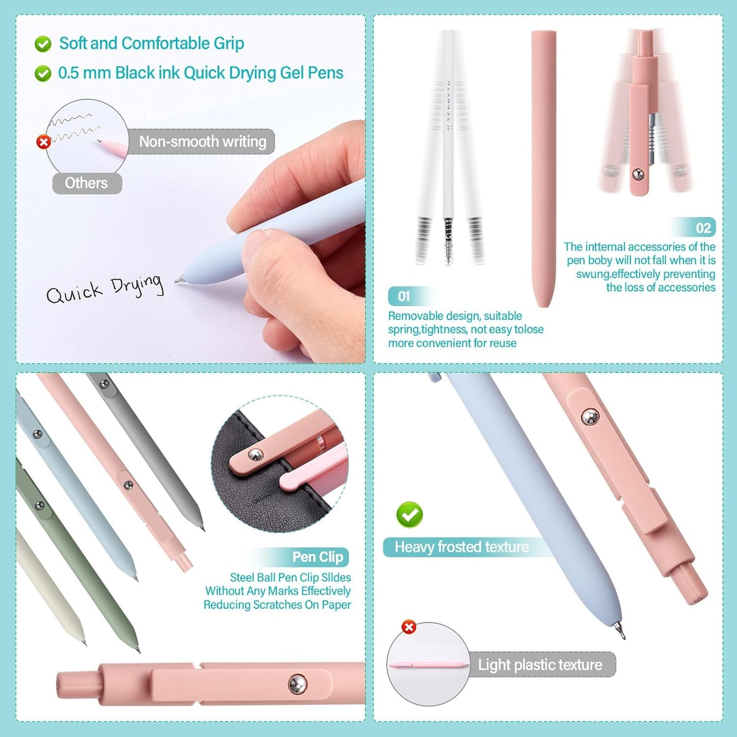 Jutom 38 Pcs Book Annotation Kit Aesthetic Highlighters Gel Pens Set Sticky Notes Tabs Markers Dual Ended Highlighter Quick Dry Ink Pens for Office Annotating Books(Rainbow,Square)