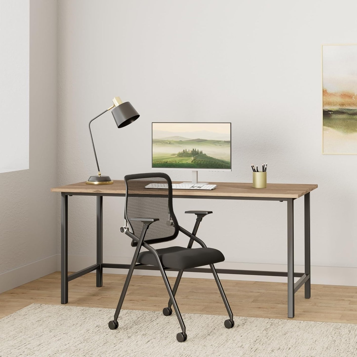 20 Pack Stackable & Foldable Conference Room Chairs with Lumbar Support, Armrest - Ergonomic Mesh Bouncing Back for Office Meeting, Conference, Reception and Training Room Chair
