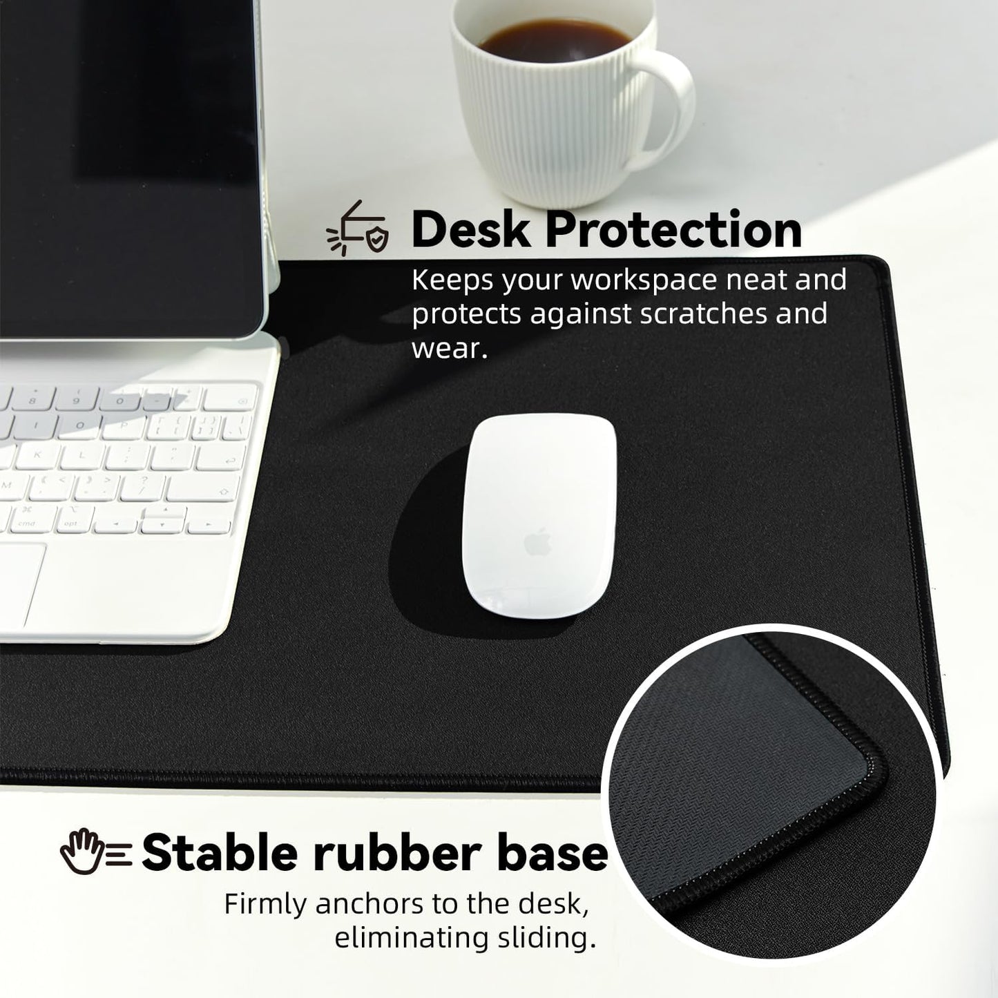 Large Gaming Mouse Pad with Durable Stitched Edges, Non-Slip Rubber Base, Big Computer Keyboard Mouse Mat Desk Pad for Home Office Gaming Work, 15.74"x35.43"x0.12", Black