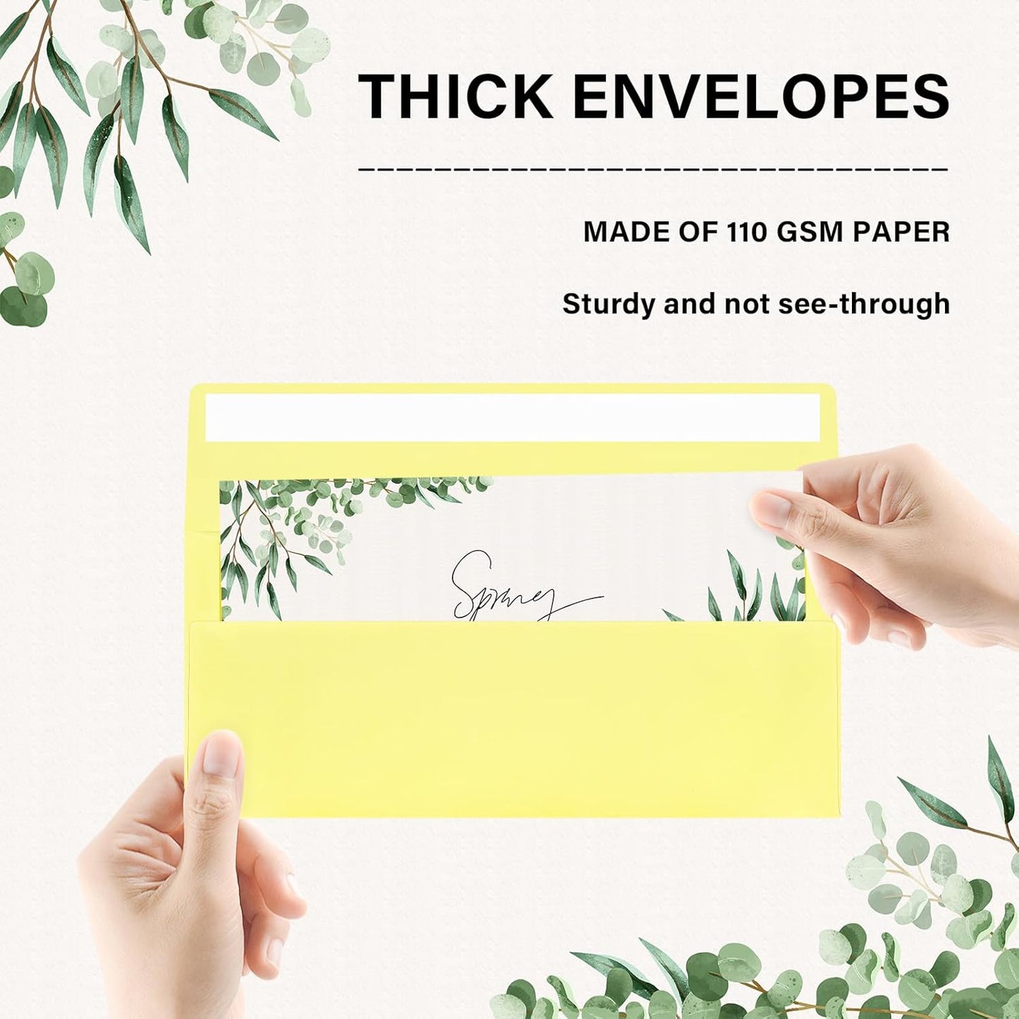 100 Pack #10 Business Envelopes, Self Seal Standard Light Yellow Envelopes for Secure Business & Legal Mailing, Office, Checks, Letter, Invoices, 4 1/8 x 9 1/2 Inches