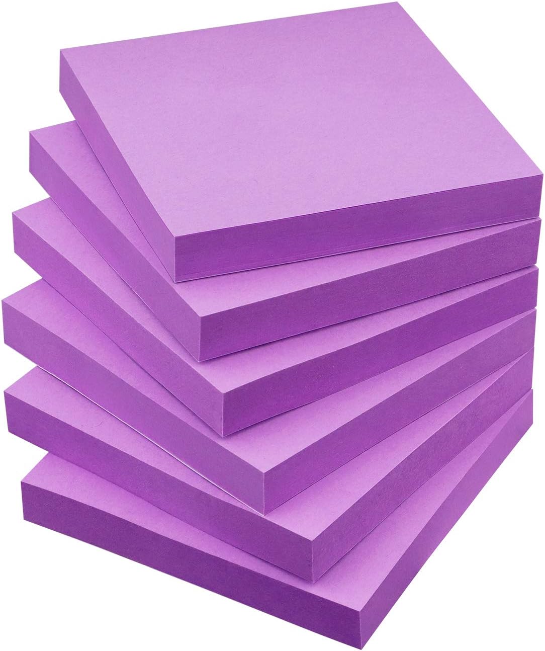 Sticky Notes 3x3 Self-Stick Notes Pads with 6 Bright Colors, Easy to Post for Office, School, Home, 6 Pads/Pack, 100 Sheets/Pad (Purple)