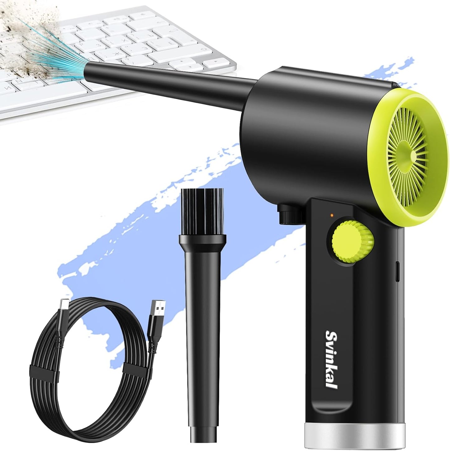Compressed air Duster Electric, Computer air Blower Gun, air Blower for Computer Keyboard, Cordless air Duster, for Cleaning Camera Toys Greenery Computer Keyboard, etc（Brushless Motor）