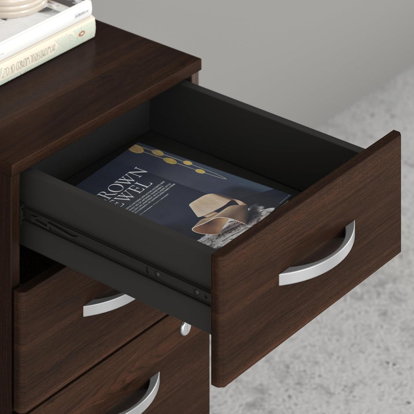 Bush Business Furniture Studio C 3 Drawer Mobile File Cabinet in Black Walnut