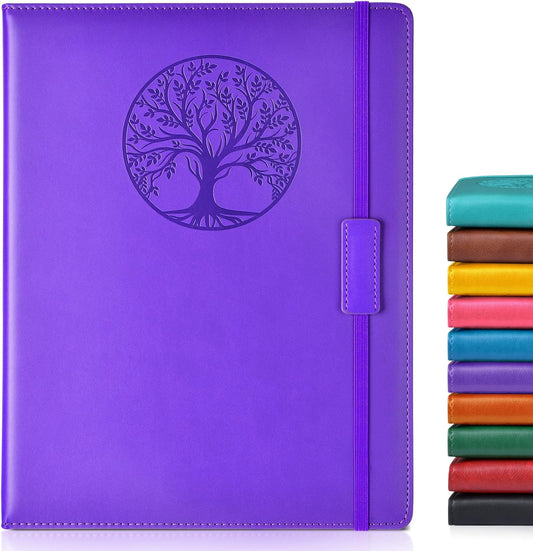 Lined Journal Notebook for Women Men,256 Pages A4 Large Hardcover Leather Journals for Writing,Travel,Business,Work,School,College Ruled Notebooks for Note Taking,Diary Notepad 8.6"×11"(Purple)