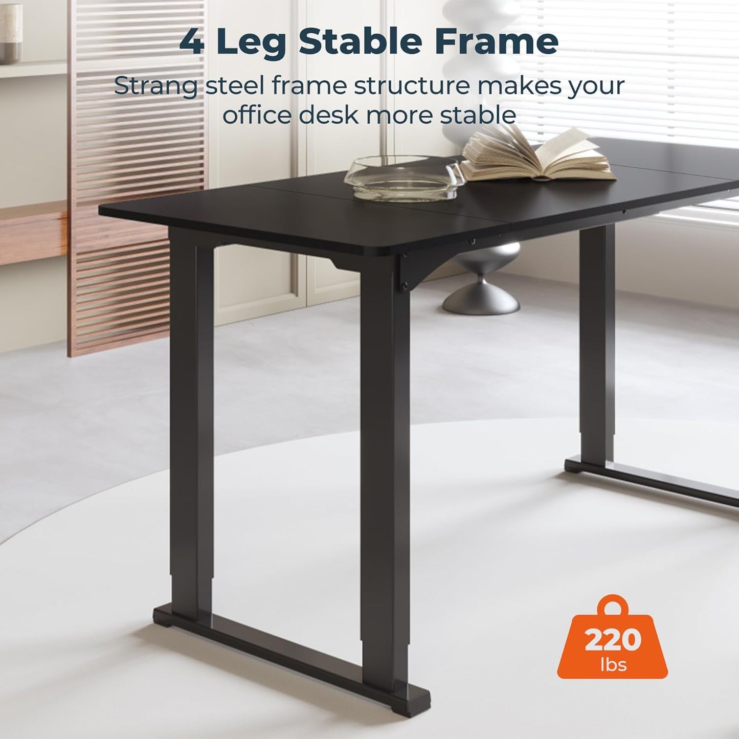 4 Legs Standing Desk, Large 79x31 Inches Electric Adjustable Height Desk with Splice Board, Stand Up Desk Home Office Computer Workstation, Black