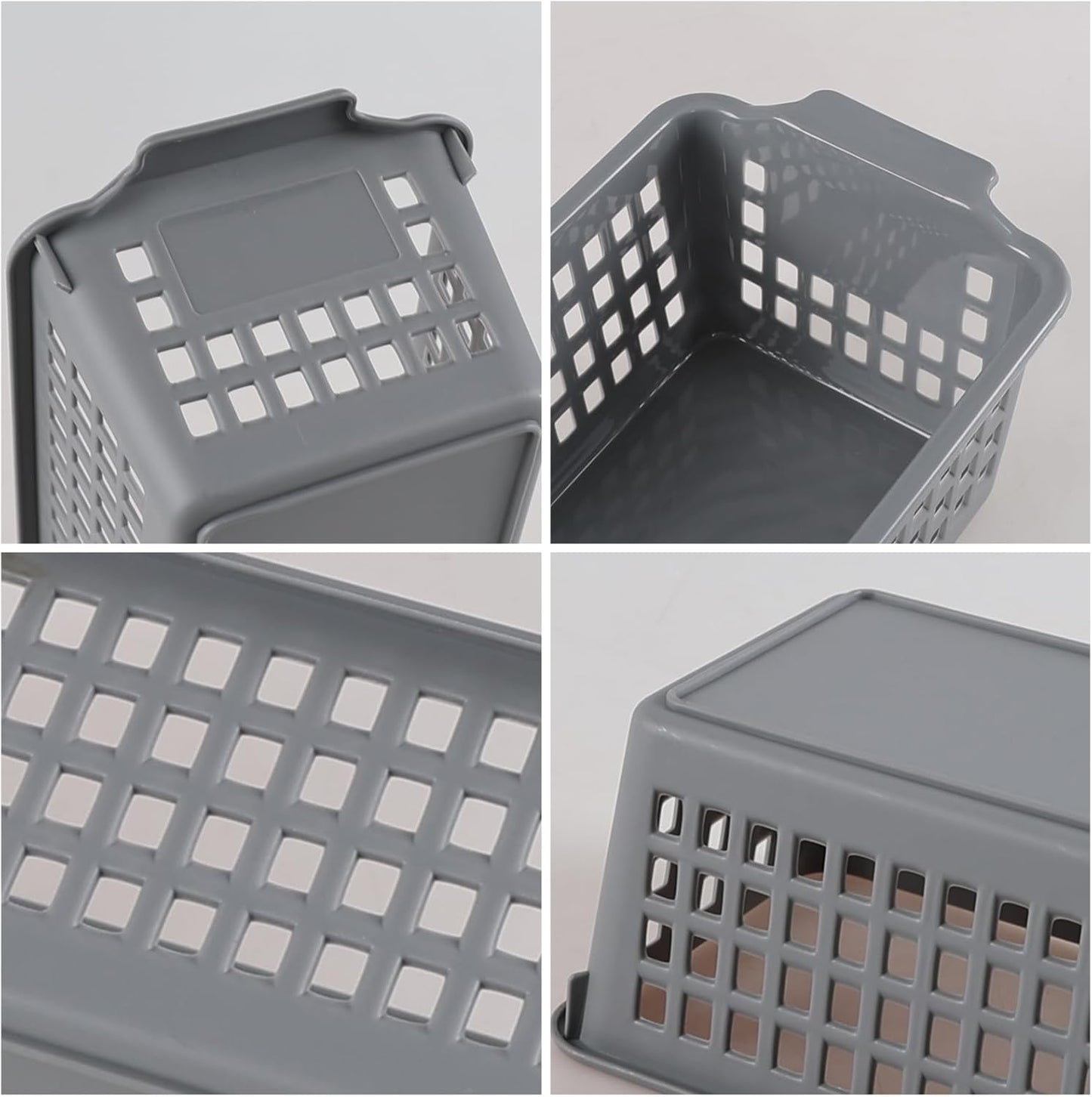 6 Packs Slim Plastic Storage Trays Baskets,Pencil Organizer 11.61" x 5.03", Grey