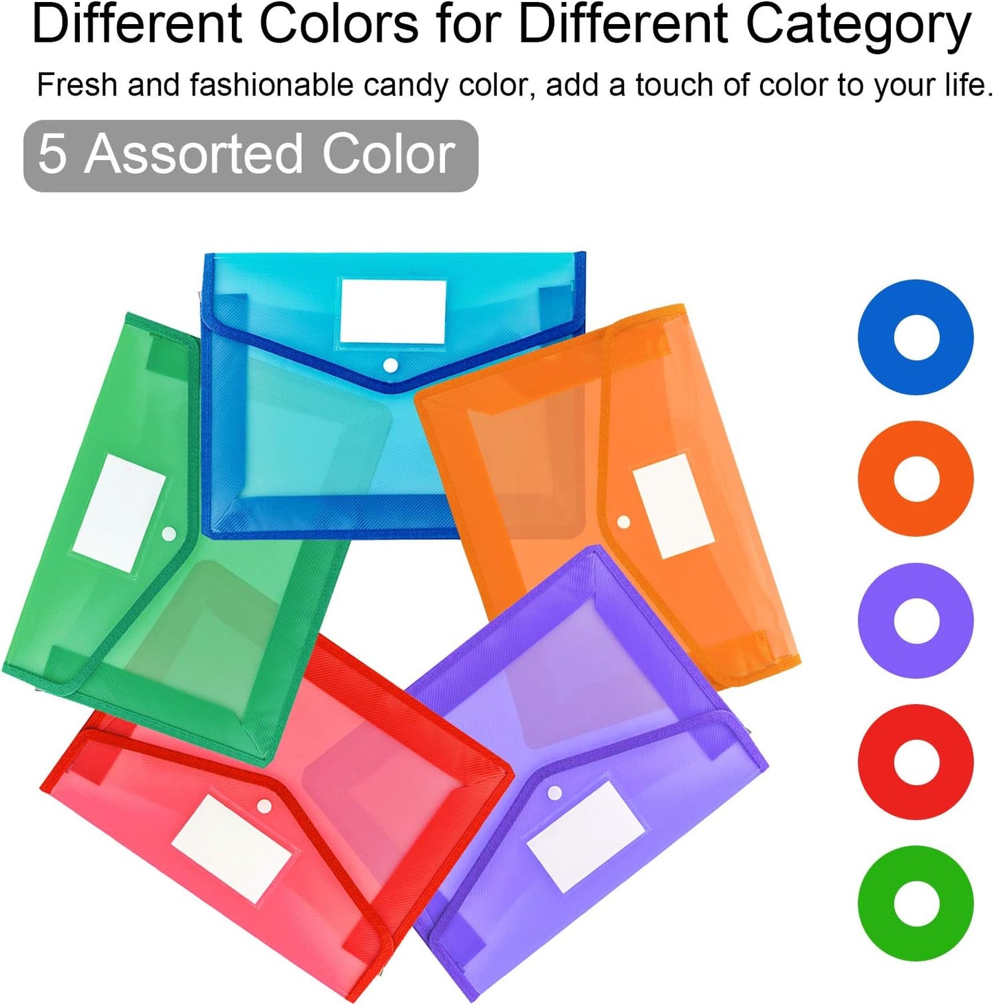 CHEPULA B4 Plastic File Wallet Envelope Expanding File Folder Document Organizer with Snap Closure & Label Pocket Clear Colored Waterproof Accordion File Pouch for Office Home Storage