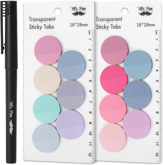 Mr. Pen- Transparent Sticky Note Set, 560Sheets, Colorful, Round Transparent Sticky Notes Set