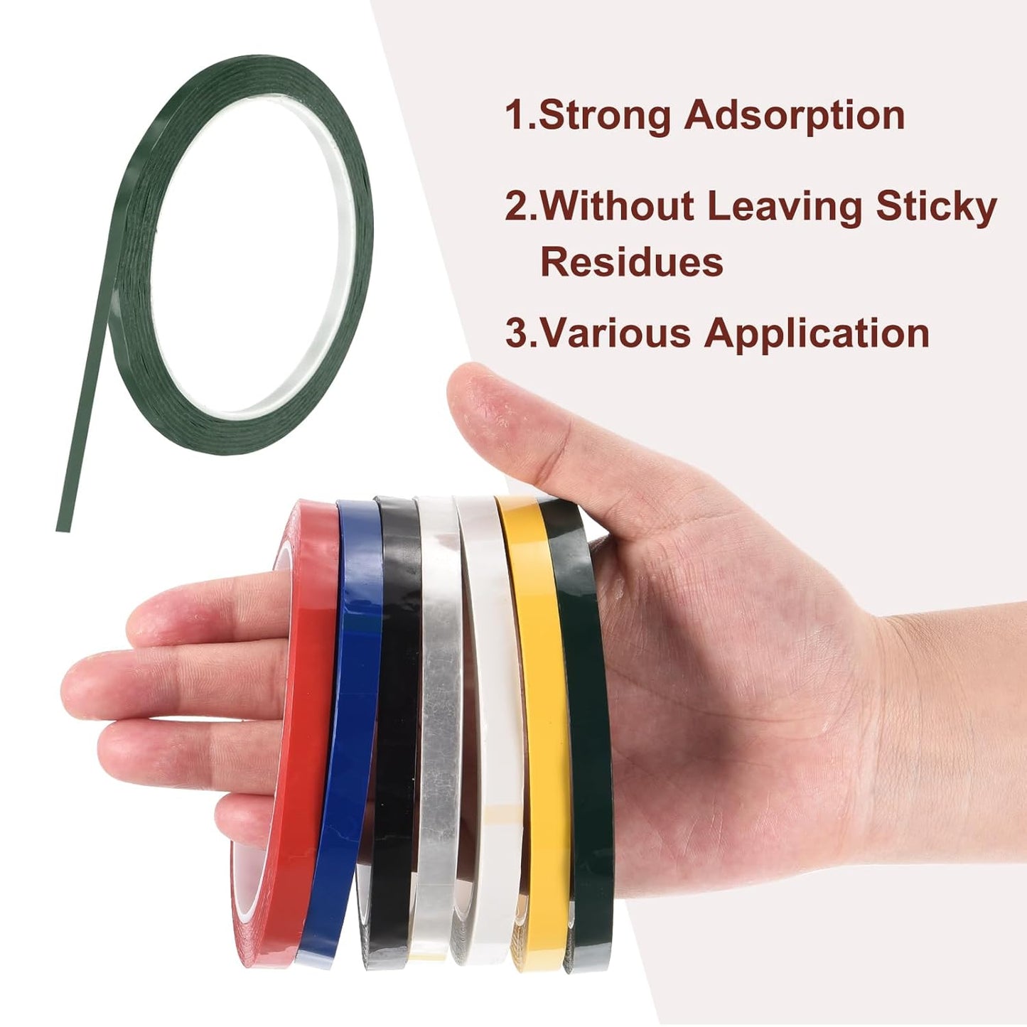MECCANIXITY 10 Rolls Whiteboard Tape Graphic Chart Tape 5mm 54.7 Yard Art Tape Thin Self-Adhesive Pinstripe Tape Masking Tape for Gift Wrapping Craft Supplies, Green