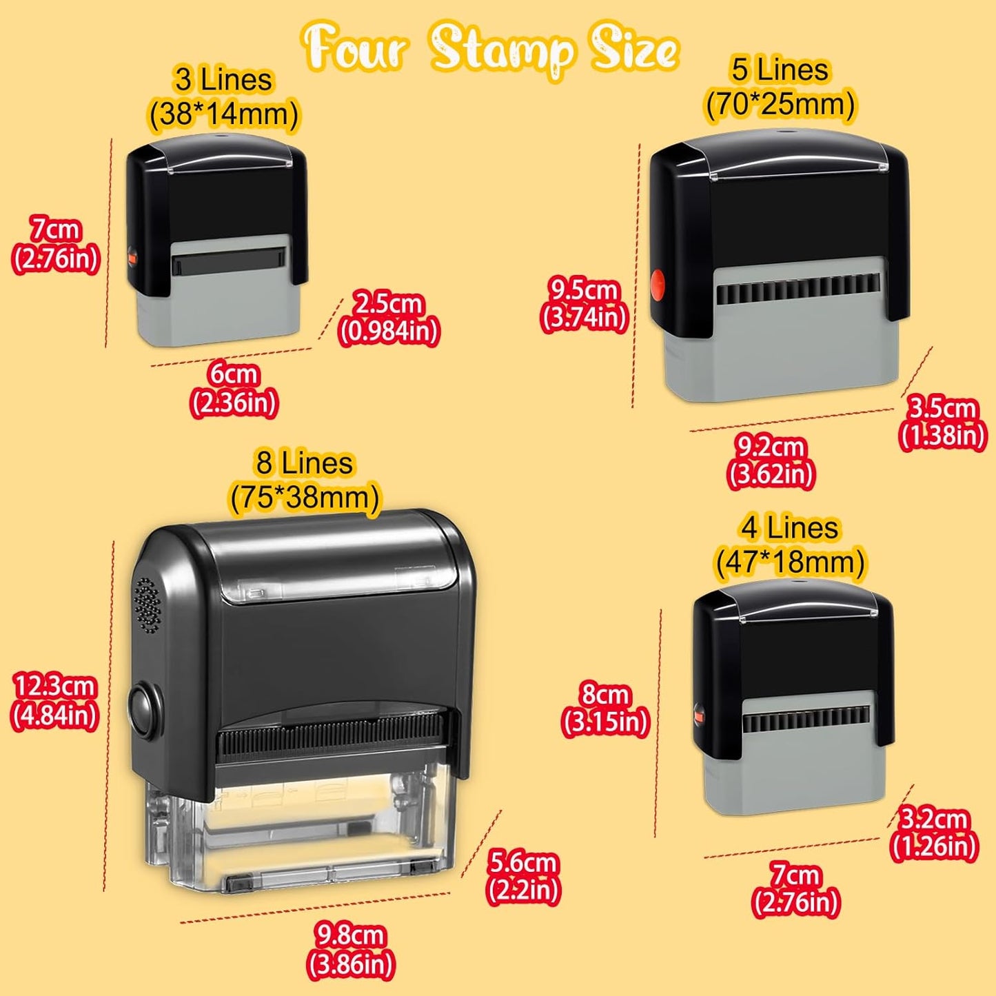 Personalized Stamp Custom Self-Inking Rubber Stamps for Business Customized Return Address with Name Date Up to 8 Lines-75x38mm
