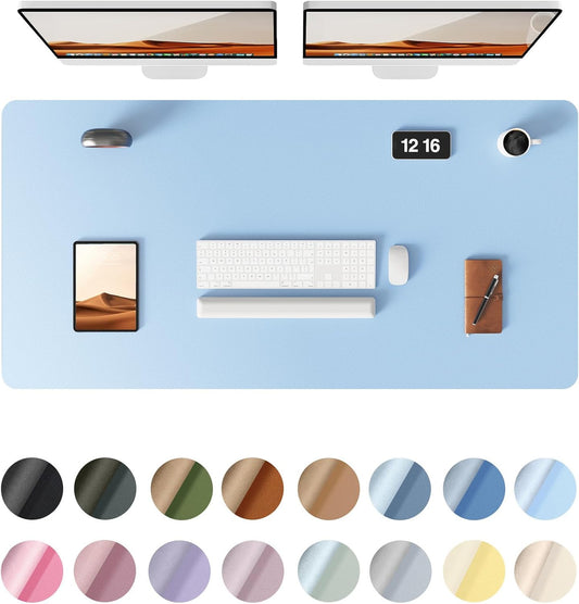 YSAGi Leather Desk Protector, Office Mat, Large Mouse Mat, Non-Slip PU Leather Blotter, Laptop Pad, Waterproof Writing Pad for Office and Home (Baby Blue, 47.2" x 23.6")