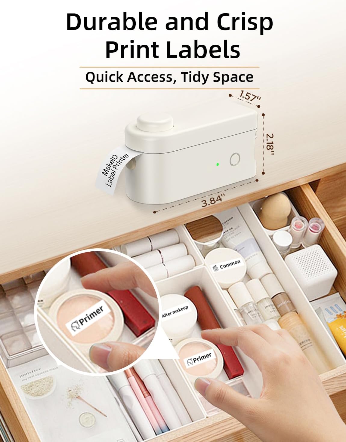 Makeid L1 Label Maker Machine with Tape Includes 3 Rolls - Portable & Rechargeable Label Makers Compatible with 9 12 16mm Tape - Mini Bluetooth Labeler for Organizing Office Home School