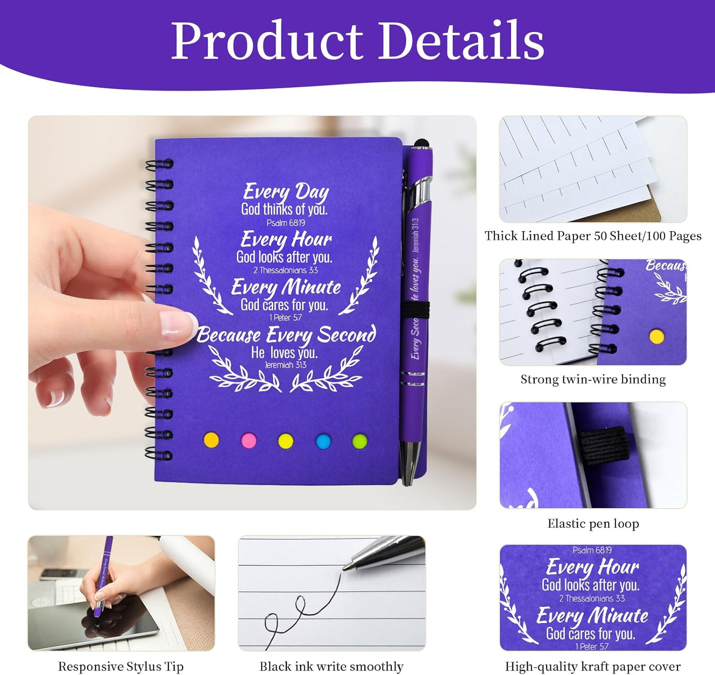 60 Pcs Bulk Christian Gifts Prayer Journal for Woman - 30 Set Religious Notepad with Christian Pen - Bible Notebook - Church Gifts for Inspirational, Bible Study, Devotions (Colorful)