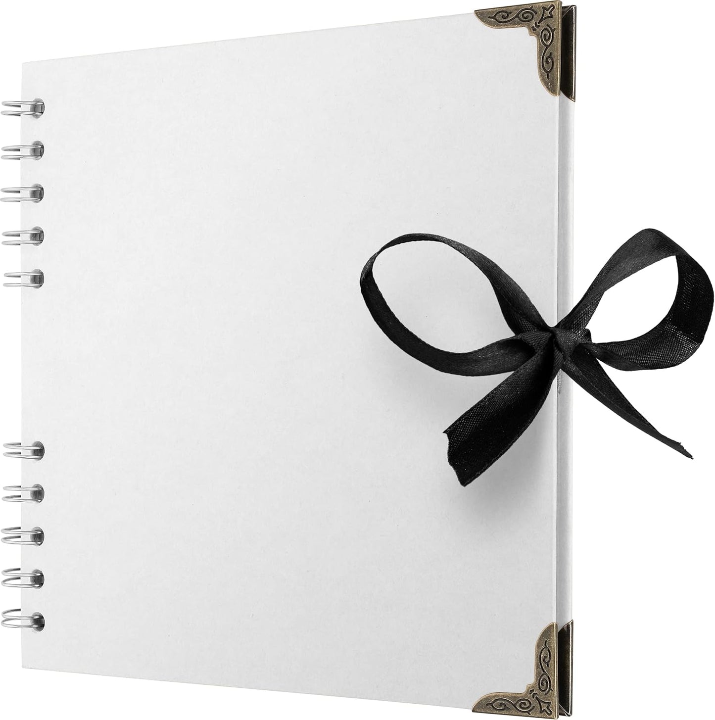 Bstorify Square Scrapbook Photo Albums 36 Pages (18 x 18 cm) White Thick Paper, Hardcover, Metal Corners, Ribbon Closure - Ideal for Your Scrapbooking Albums, Art & Craft Projects 7 x 7 Inch