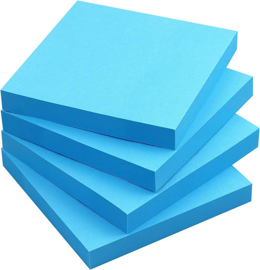 Sticky Notes 3x3 Self-Stick Notes Bright Colors Sticky Notes 4 Pads 100 Sheets/Pad (Blue)
