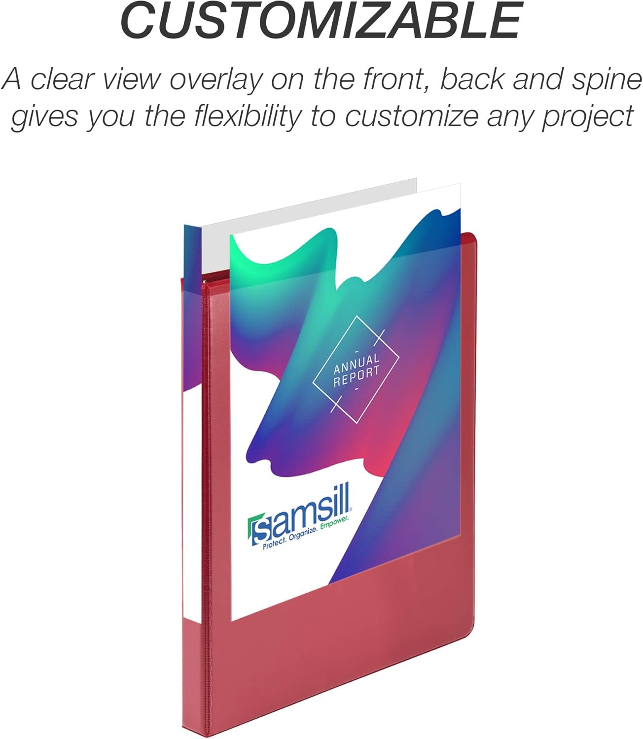 Samsill 0.5 Inch 3 Ring Binders, Made in USA, Economy Round Ring, Clear View Cover, 100 Sheet Capacity - for School, Home, Office - Red, 12 Pack