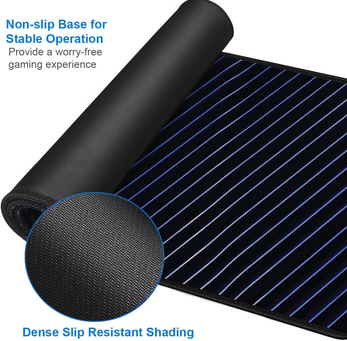 Gaming Mouse Pad, 31.5x15.7 inch Large Extended Computer Keyboard Mouse Mat, Water Resist Non-Slip Mousepad Rubber Base Long XXL Desk Mouse Pad for Work & Gaming, Office & Home, Blue line