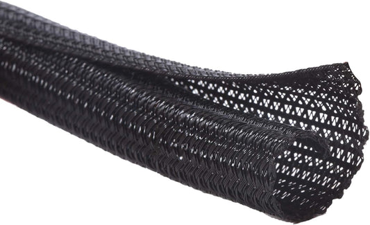 Alex Tech 25ft - 3/8 inch Cord Protector Wire Loom Tubing Cable Sleeve Split Sleeving For USB Cable Power Cord Audio Video Cable – Protect Cat From Chewing Cords - Black