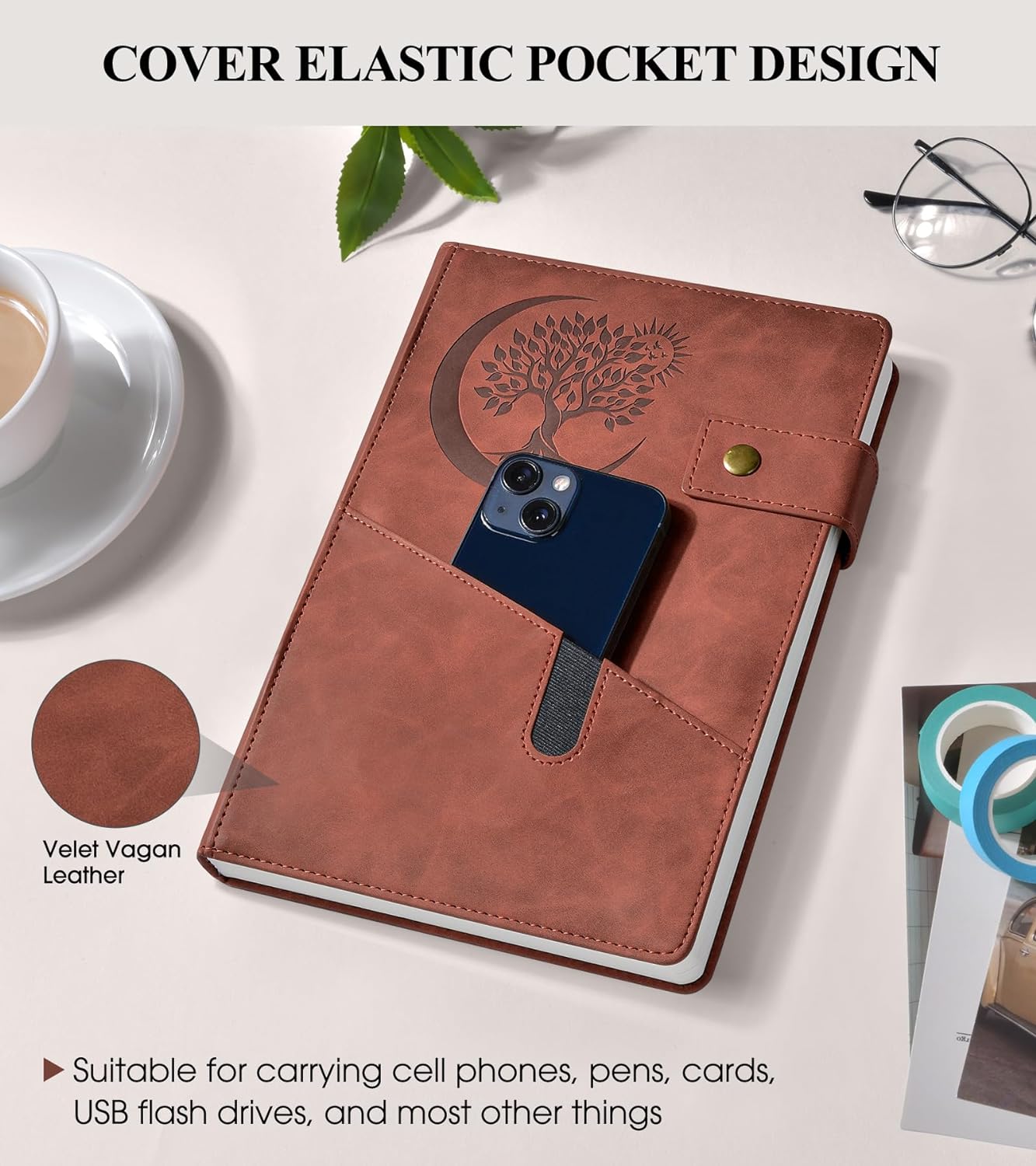 365 Page Thick Lined Journal Notebook for Men Women, A4 Large Leather Journals for Writing, Hardcover Notebooks for Work, School, Note Taking, Business, Travel Diary, College Ruled 8.5" x 11"