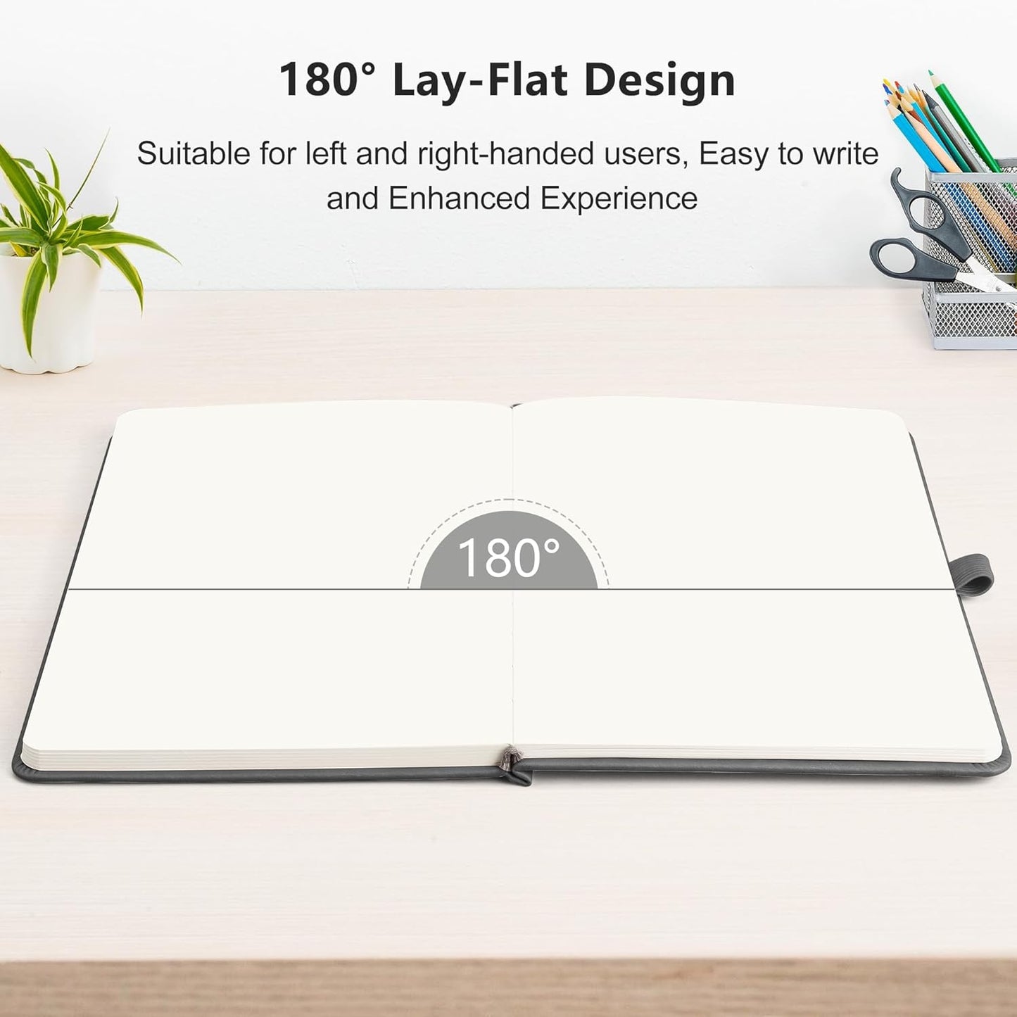 RETTACY Blank Journal Notebook, 192 Pages, A5 Medium Size (5.7'' x 8.3''), Leather Hardcover, 100 GSM Thick Paper, for Sketching, Drawing, Painting (Gray)