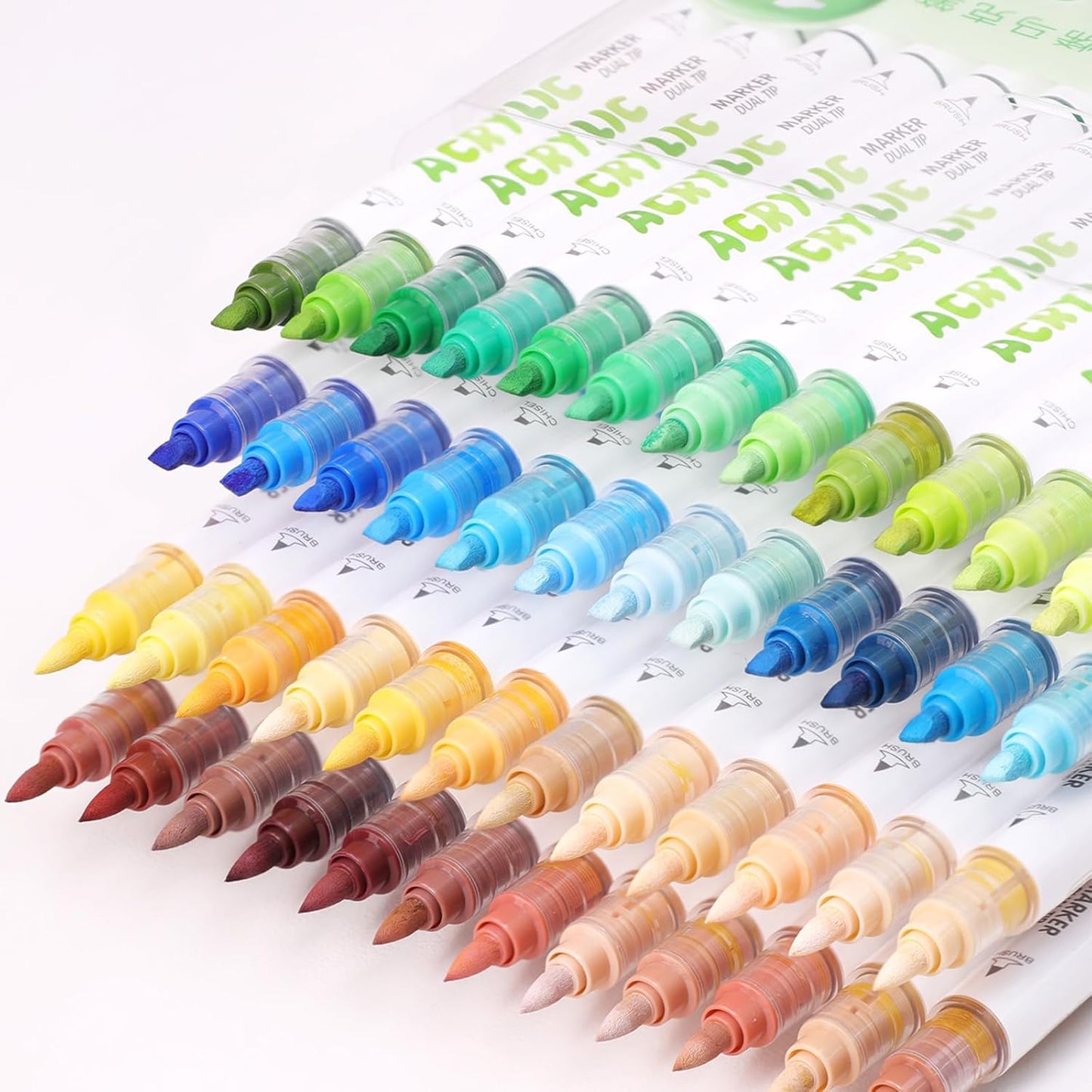 kander 12 Colors Dual Tip Acrylic Paint Markers, Adobe Brown Color — Extra Fine & Soft Brush Pen Set with Direct Ink Flow for Sketching, Detailing, Coloring on Wood, Canvas, Rock, Glass, DIY Crafts
