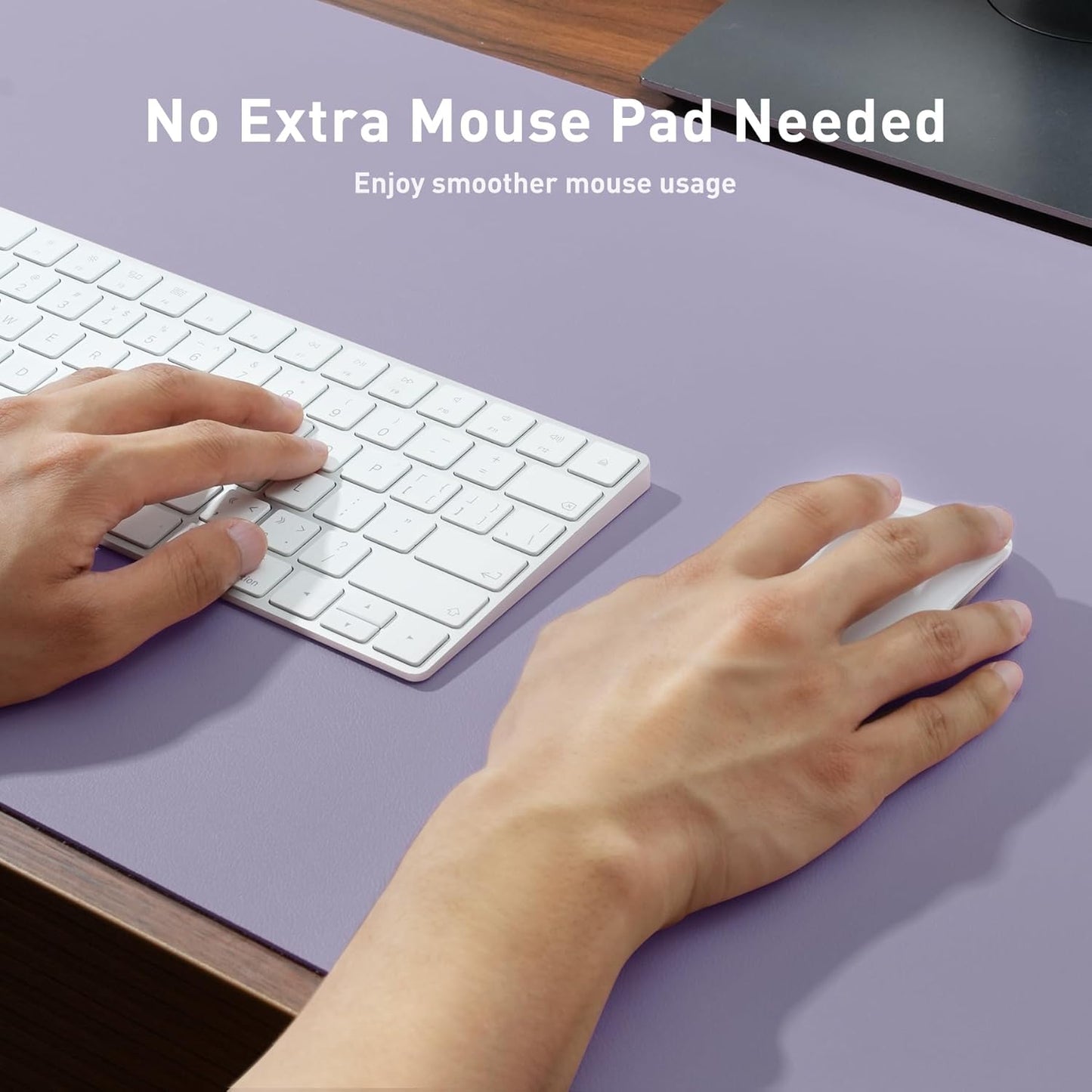 Aothia Leather Desk Pad Protector, Mouse Pad, Office Desk Mat, Non-Slip PU Leather Desk Blotter, Laptop Desk Pad, Waterproof Desk Writing Pad for Office and Home (23.6" x 13.7", Lavender)
