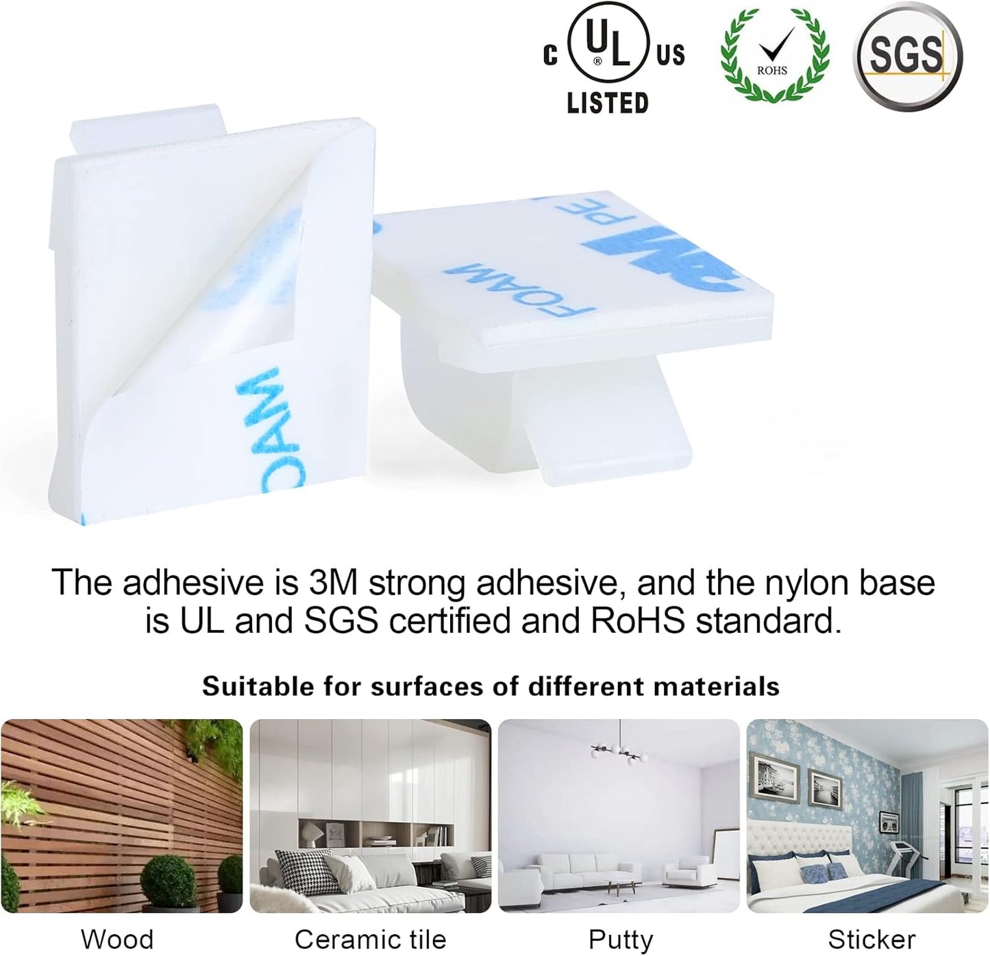 XHF 3/4” Adhesive Cable Wire Clips White 60pcs, Cable Staples Outdoor Cable Management Wire Organizer Cord Holder for Under Desk, Car, Wall, TV PC Ethernet Cable