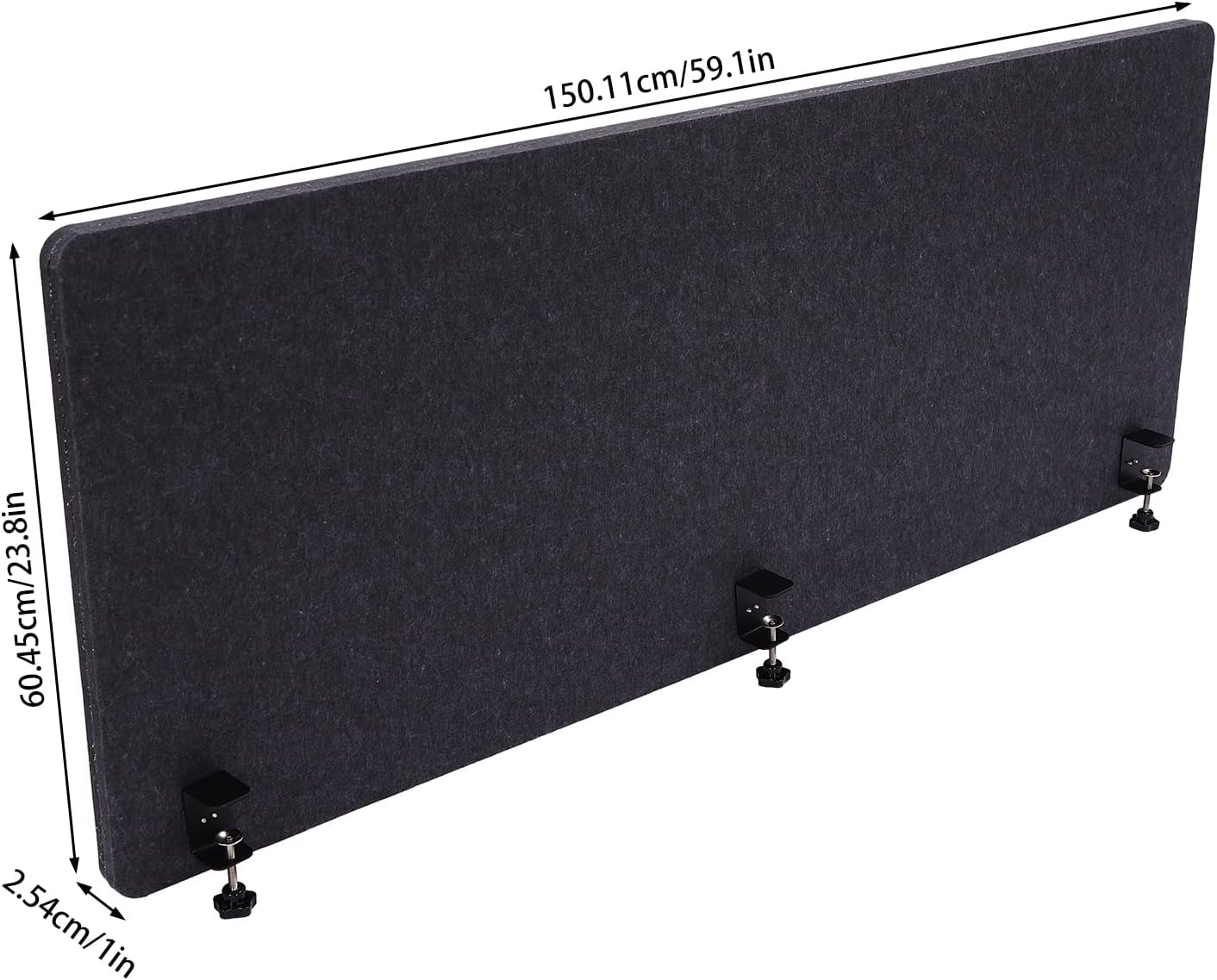 DouSeiAi Clamp-On Desk Divider, Desk Privacy Panel, Office Sound Absorbing Cubicle Partitions, One-Side Panel, 59.1x 23.8x1inch/Dark Gray