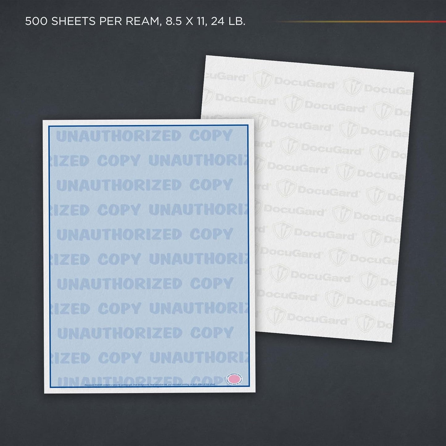 DocuGard Advanced Blue Multi-Purpose Security Paper - Fraud Prevention - 7 Security Features - Laser & Inkjet Printer Compatible - 8.5" x 11“ - 24 lb - 500 Sheets (04546)