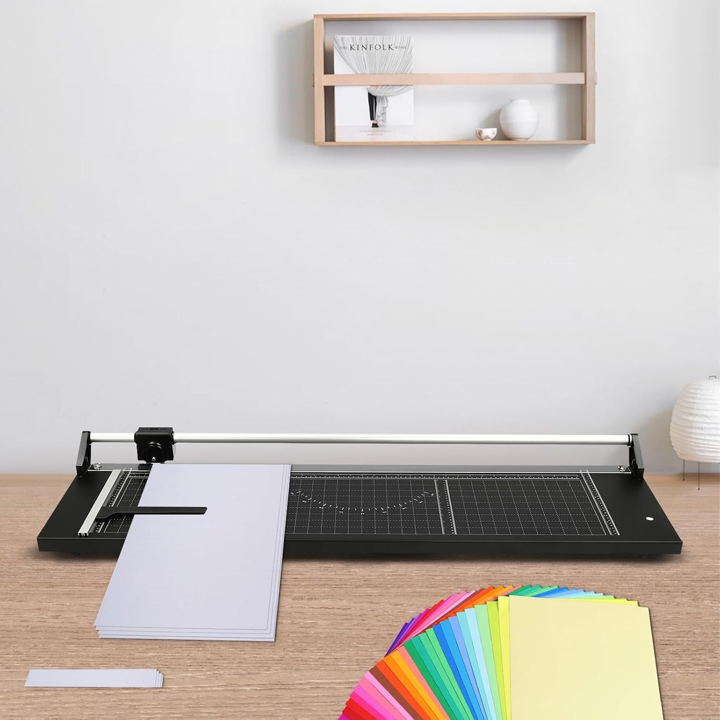 Professional Rotary Trimmer, 36" Cut Length, 0-60° Angle Scale, Photo Paper Cutter with Positioning Ruler & 2 Blades, for Cutting Card Stock, Office Paper with A Thickness of Less Than 1mm