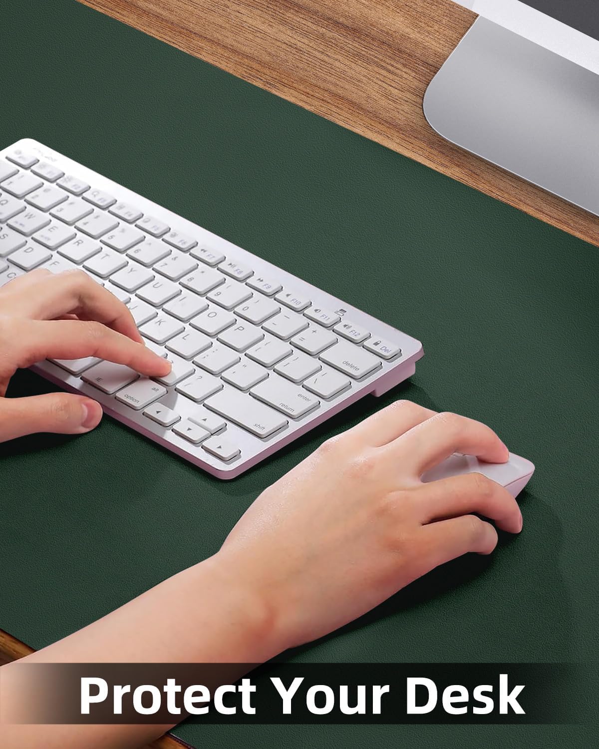 PULeather Non-Slip Desk Mat, Large Mouse Pad & Laptop Desk Pad - Waterproof Writing Pad for Office & Home (Dark Green, 35.4" x 17")