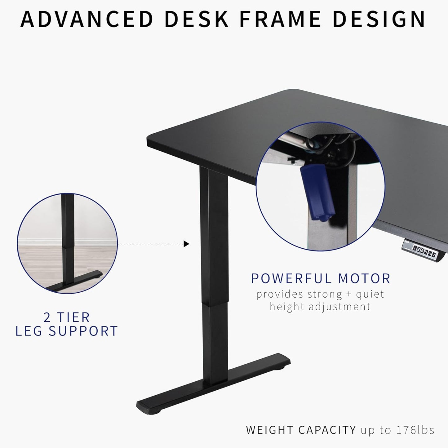 VIVO Electric 60 x 24 in Rustic Standing Desk, Memory Height Adjustment, 1B Series, One-Piece Vintage Brown Top, Black Frame, DESK-KIT-1B6N