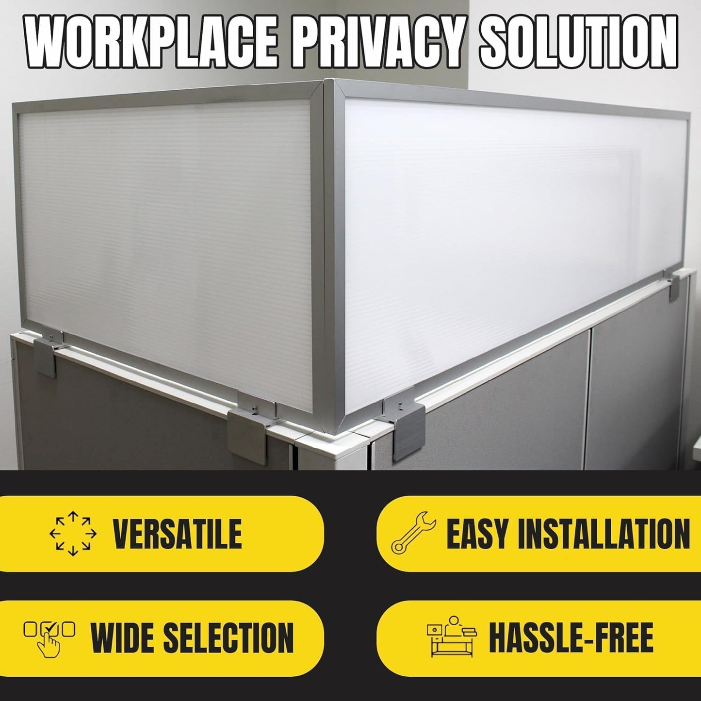 OBEX Privacy Screen & Office Panel Extender for Office Cubicles, Polycarbonate Desk Privacy Panel & Divider for Office Cubicle, 12" x 48", White