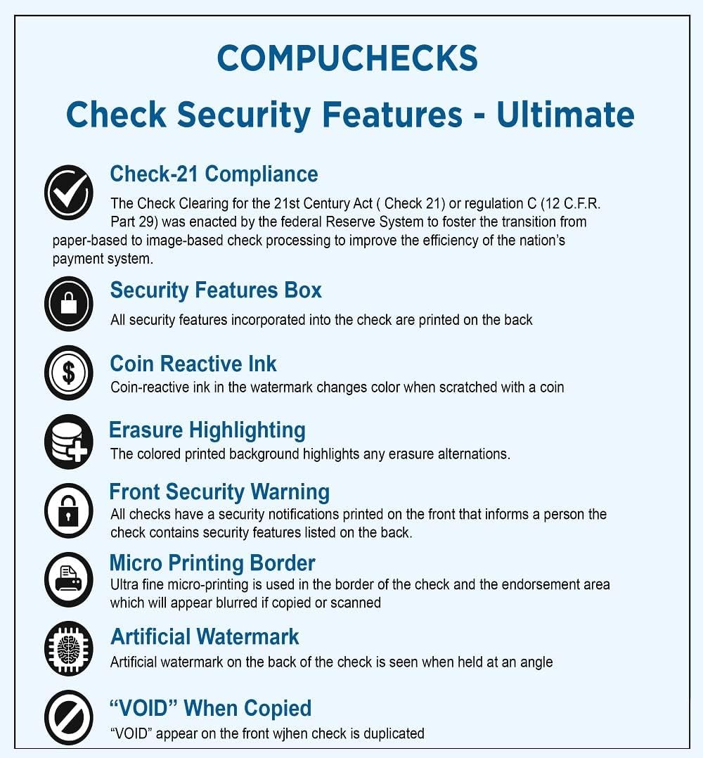 300 Computer Checks | 3 Blank Checks Per Page | 100 Sheets/300 Checks (Burgundy Pinstripe) Blank Check Stock for Personal and Business Use - Computer Laser Check | Payroll Checks