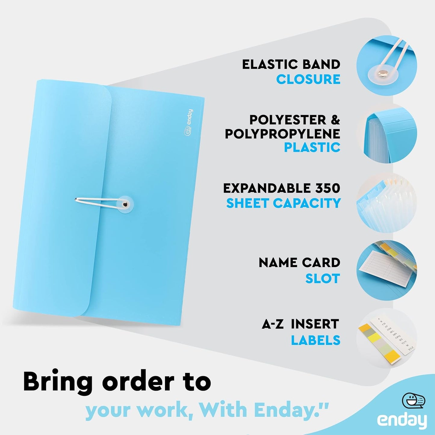 Accordion File Organizer 13 Pocket Expanding File Folder with Labels, Accordion File Organizer Letter Size Letter A4 Paper for Receipts, Bills and Documents 13" x 9.5” –by Enday