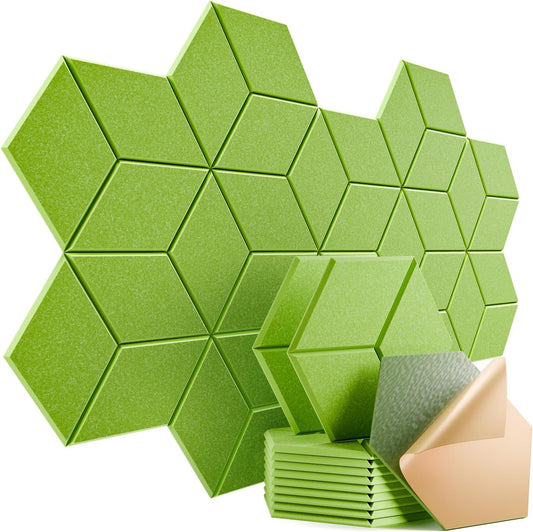 12 Pack Self-adhesive Acoustic Panels 12" X 10" X 0.4" - Sound Proof Foam Panels with High Density, Y-Lined Design, Flame Resistant, Absorb Noise and Eliminate Echoes(Olive Drab)