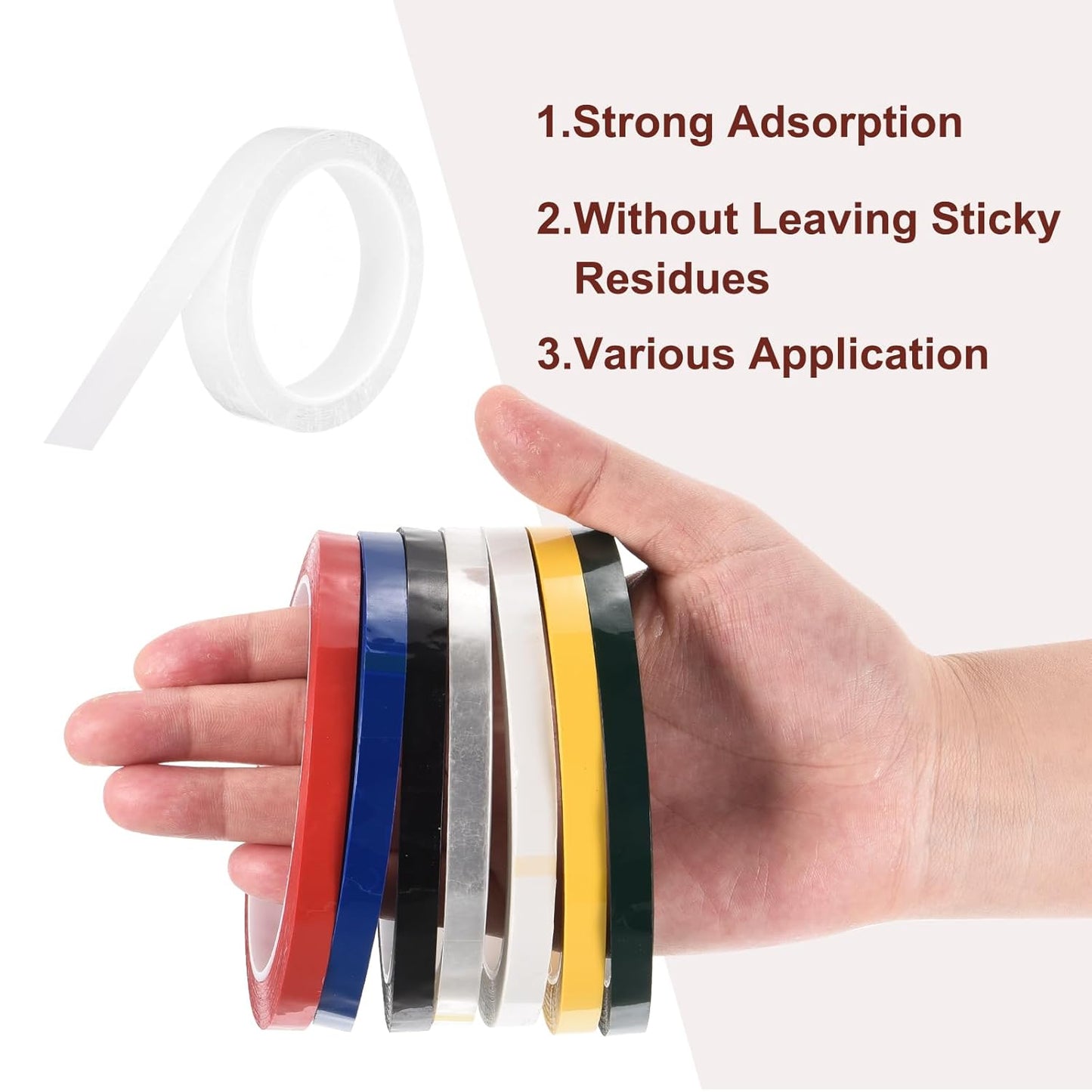 MECCANIXITY 6 Rolls Whiteboard Tape Graphic Chart Tape 20mm 54.7 Yard Art Tape Thin Self-Adhesive Pinstripe Tape Masking Tape for Gift Wrapping Craft Supplies, White
