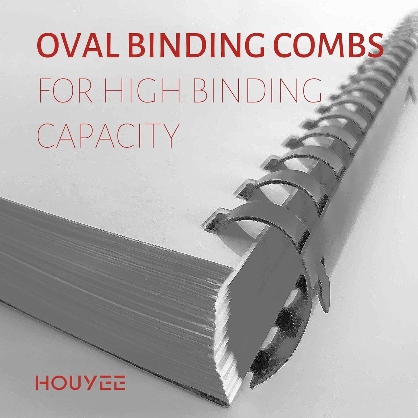 HOUYEE 1-1/2 Inch Plastic Binding Comb 19 Ring, 320 Sheet Capacity, Letter Size Black Comb Binding Spines (50 Pack)