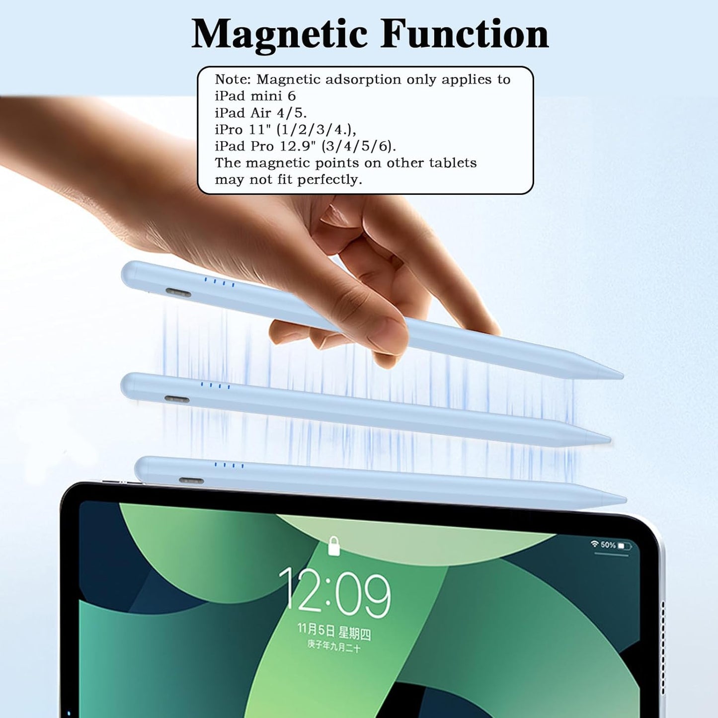 Stylus Pen for Android and iOS Touch Screen Pen,Tablet Pencil with 4 Pom Tip,Magnetic Phone Stylus Compatible with Samsung/Huawei/Lenovo/Mi/Vivo and Other Android Smartphone and Tablet Devices- Blue