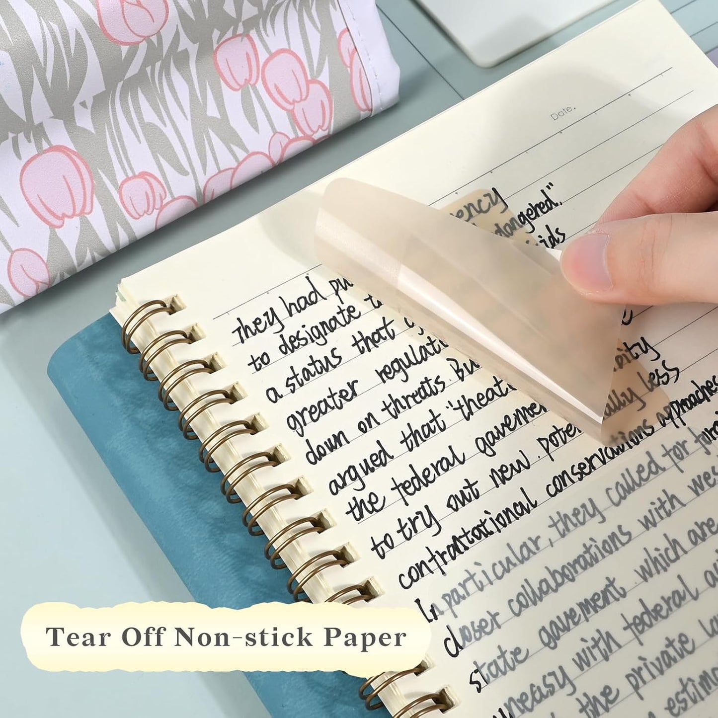 Temiary 1000 Sheets Transparent Arc-Angle Sticky Notes 3 x 3 inch, Clear Sticky Note Waterproof See Through Memo Pad, Translucent Writable Index Book Tabs for Annotating Supplies Office & School
