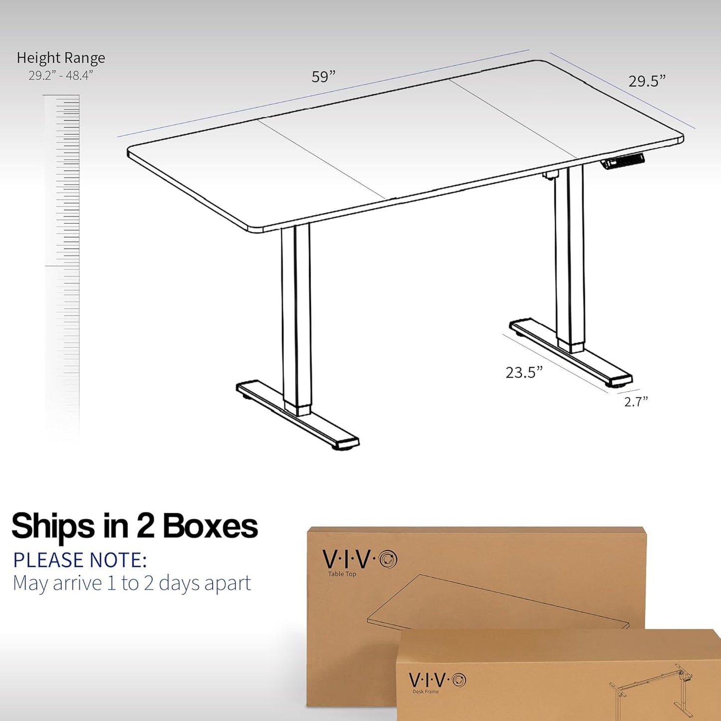VIVO Electric 60 x 30 in Standing Desk, Memory Height Adjustment, 1B Series, Black Top White Frame, DESK-KIT-1W6B-30