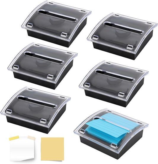 6 Pcs Pop Up Sticky Note Dispenser Sticky Note Holder Pop Up Note Dispenser Transparent Top for 3 x 3 Inch Sticky Notes School Office Home Store Black Base Clear Top