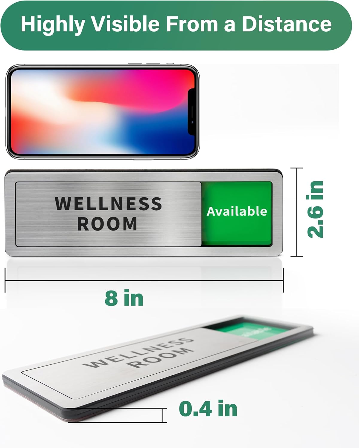 Wellness Room Office Door Signs, Do Not Disturb- In Use/Available Slider Sign for Home Office Wellness Conference Vacant Occupied Privacy Sliding Door Sign，Brushed Silver