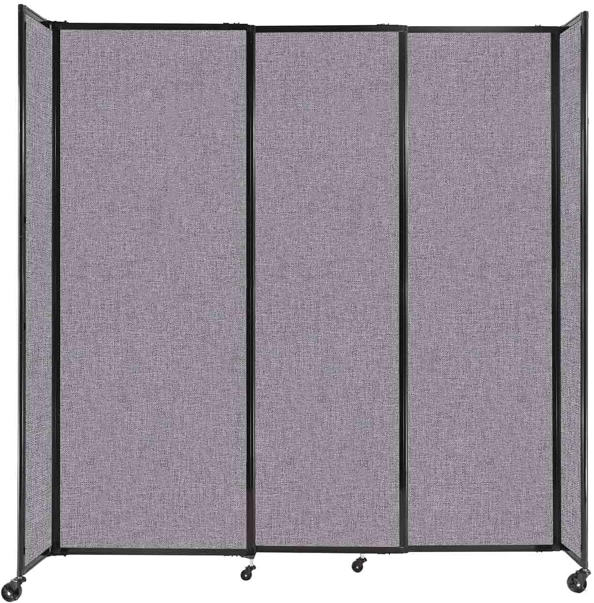 Versare Straightwall Sliding Portable Wall Partition | Freestanding Office Dividers | Locking Wheels | Temporary Room Separator | 7'2'' Wide x 7'6'' Tall Cloud Gray Fabric Panels