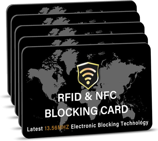 SaiTech IT 5 Pack RFID Blocking Card NFC Contactless Debit/Credit Card ATM Passport Protector ideal for Men & women slim with World map design perfectly fit in wallet(Black)