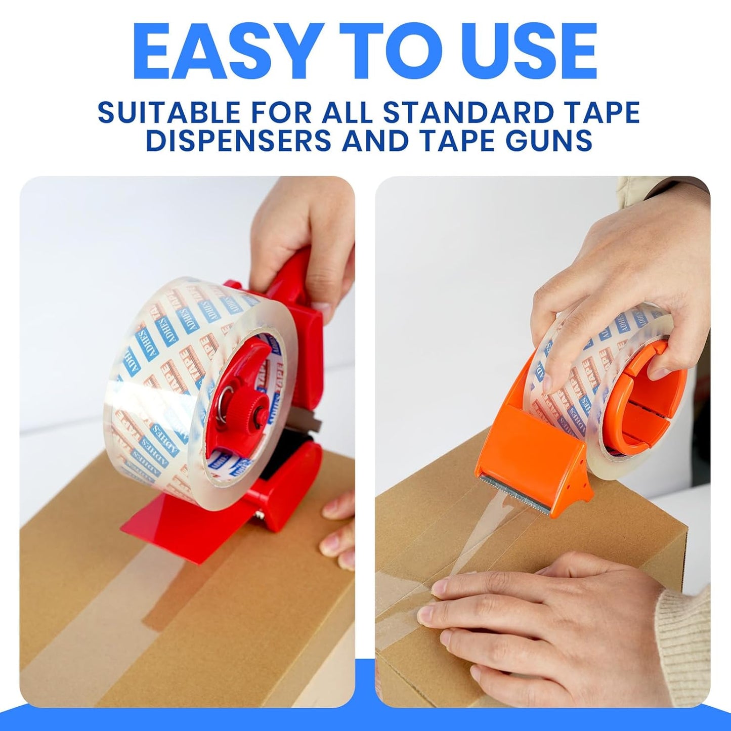 ADHES 48 Rolls Packing Tape with Dispenser Gun, 2.6 Mil Heavy Duty Packaging Tap for Shipping, Moving and Storing, 1.88 Inch x 55Yards, Super Clear